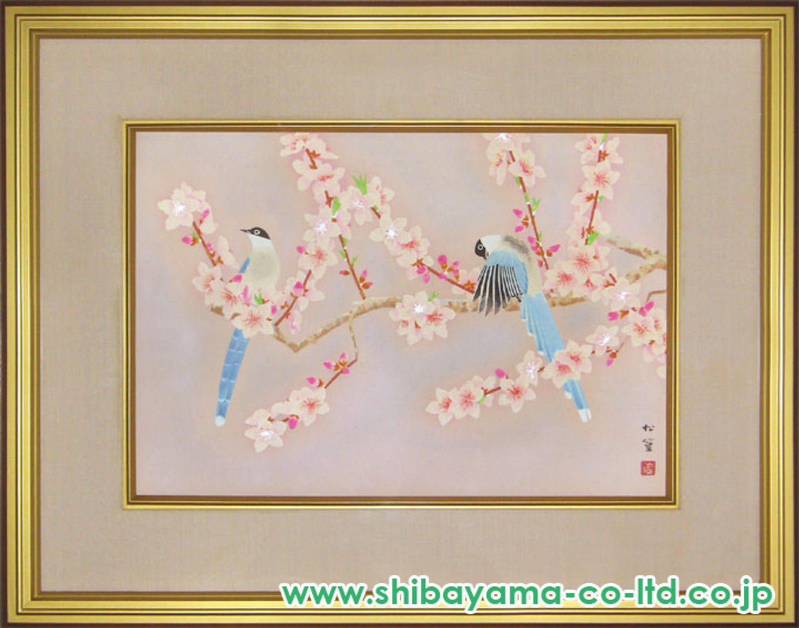 上村松篁「桃花」木版画 :: 絵画買取・販売 - シバヤマ
